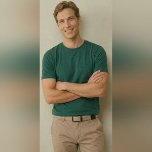 Fynch-Hatton | Men's Cotton T-shirt with a round neck | Green | M